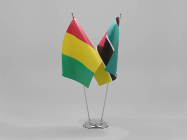 Mozambik - Gine İşbirliği Bayrakları, Beyaz Arkaplan - 3D Yapılandırma