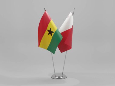 Malta - Gana İşbirliği Bayrakları, Beyaz Arkaplan - 3D Render