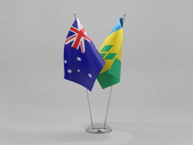 Saint Vincent ve The Grenadines - Avustralya İşbirliği Bayrakları, Beyaz Arkaplan - 3D Render