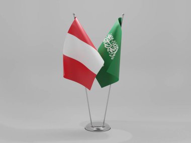 Suudi Arabistan - Peru İşbirliği Bayrakları, Beyaz Arkaplan - 3D Render