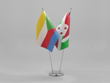 Burundi - Komoros İşbirliği Bayrakları, Beyaz Arkaplan - 3D Render