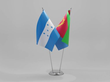 Eritre - Honduras İşbirliği Bayrakları, Beyaz Arkaplan - 3D Render