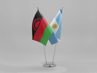 Arjantin - Malavi İşbirliği Bayrakları, Beyaz Arkaplan - 3D Render