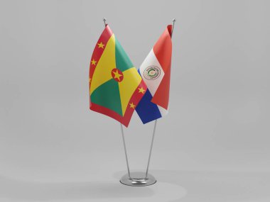 Paraguay - Grenada İşbirliği Bayrakları, Beyaz Arkaplan - 3D Renklendirme