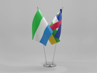 Orta Afrika Cumhuriyeti - Sierra Leone İşbirliği Bayrakları, Beyaz Arkaplan - 3D Render