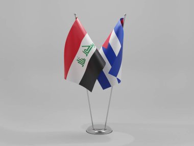 Küba - Irak İşbirliği Bayrakları, Beyaz Arkaplan - 3D Yapılandırma