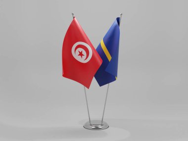 Nauru - Tunus İşbirliği Bayrakları, Beyaz Arkaplan - 3D Render