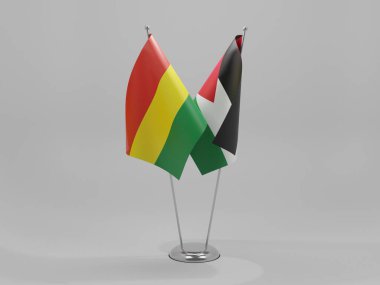 Ürdün - Bolivya İşbirliği Bayrakları, Beyaz Arkaplan - 3D Render