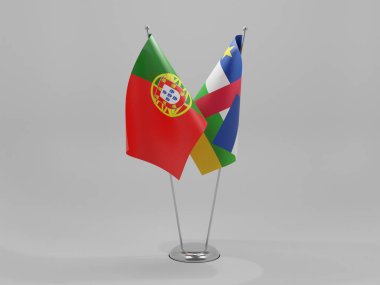 Orta Afrika Cumhuriyeti - Portekiz İşbirliği Bayrakları, Beyaz Arkaplan - 3D Render