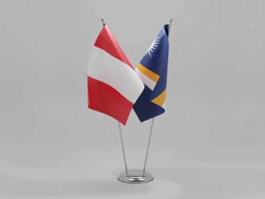 Marshall Adaları - Peru İşbirliği Bayrakları, Beyaz Arkaplan - 3D Render