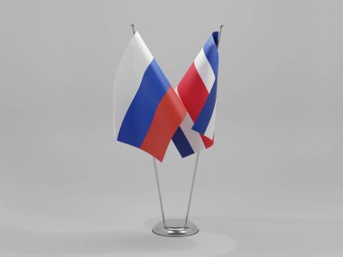 Kosta Rika - Rusya İşbirliği Bayrakları, Beyaz Arkaplan - 3D Yapılandırma