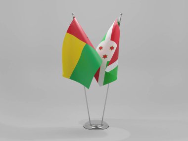 Burundi - Gine Bissau İşbirliği Bayrakları, Beyaz Arkaplan - 3D Render