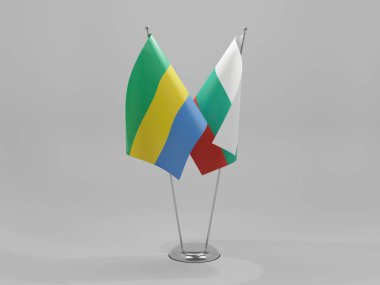 Bulgaristan - Gabon İşbirliği Bayrakları, Beyaz Arkaplan - 3B Hazırlama