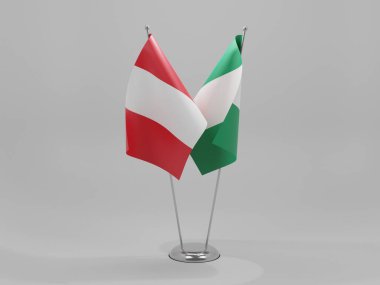 Nijerya - Peru İşbirliği Bayrakları, Beyaz Arkaplan - 3D Render