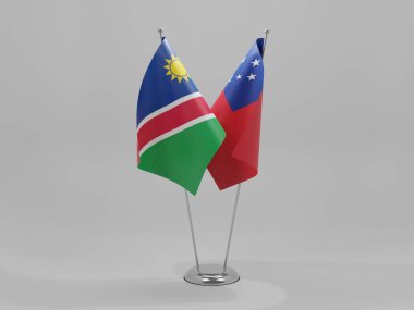 Samoa - Namibya İşbirliği Bayrakları, Beyaz Arkaplan - 3D Render