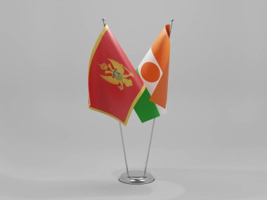 Nijer - Karadağ İşbirliği Bayrakları, Beyaz Arkaplan - 3D Hazırlama