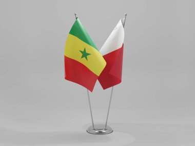 Malta - Senegal İşbirliği Bayrakları, Beyaz Arkaplan - 3D Render