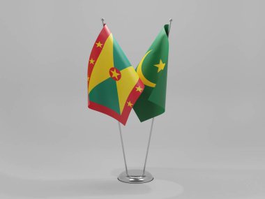 Moritanya - Grenada İşbirliği Bayrakları, Beyaz Arkaplan - 3D Renklendirme