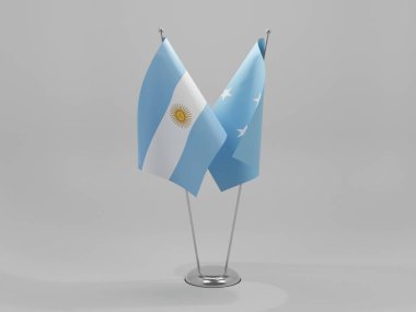 Mikronezya - Arjantin İşbirliği Bayrakları, Beyaz Arkaplan - 3D Render