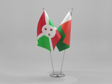 Madagaskar - Burundi İşbirliği Bayrakları, Beyaz Arkaplan - 3D Render