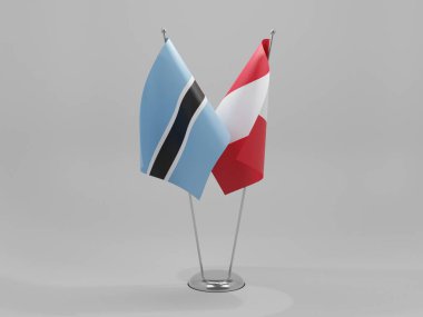 Peru - Botswana İşbirliği Bayrakları, Beyaz Arkaplan - 3D Render