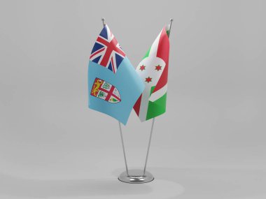 Burundi - Fiji İşbirliği Bayrakları, Beyaz Arkaplan - 3D Render