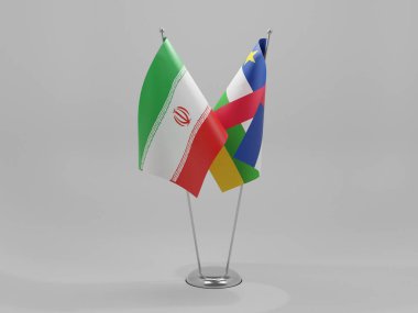 Orta Afrika Cumhuriyeti - İran İşbirliği Bayrakları, Beyaz Arkaplan - 3D Render