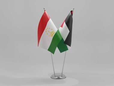 Filistin - Tacikistan İşbirliği Bayrakları, Beyaz Arkaplan - 3D Yapılandırma