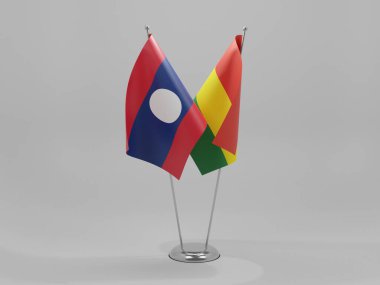 Bolivya - Laos İşbirliği Bayrakları, Beyaz Arkaplan - 3B Render