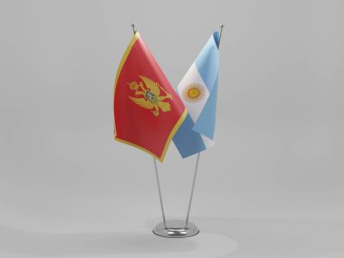 Arjantin - Karadağ İşbirliği Bayrakları, Beyaz Arkaplan - 3D Hazırlama