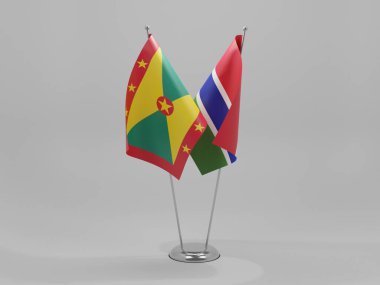 Gambiya - Grenada İşbirliği Bayrakları, Beyaz Arkaplan - 3B Renklendirme
