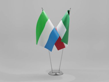 Kuveyt - Sierra Leone İşbirliği Bayrakları, Beyaz Arkaplan - 3D Render
