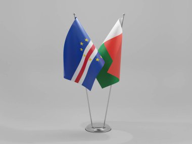 Madagaskar - Cape Verde İşbirliği Bayrakları, Beyaz Arkaplan - 3D Render