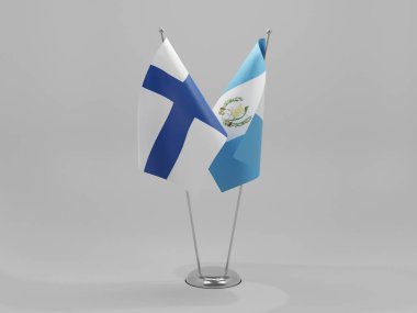 Guatemala - Finlandiya İşbirliği Bayrakları, Beyaz Arkaplan - 3D Render