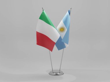 Arjantin - İtalya İşbirliği Bayrakları, Beyaz Arkaplan - 3D Yapılandırma