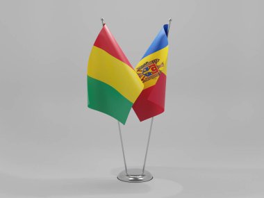 Moldova - Gine İşbirliği Bayrakları, Beyaz Arkaplan - 3D Render