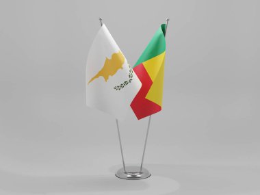 Benin - Kıbrıs İşbirliği Bayrakları, Beyaz Arkaplan - 3D Hazırlama