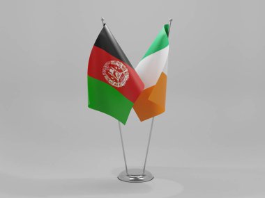 İrlanda - Afganistan İşbirliği Bayrakları, Beyaz Arkaplan - 3D Yapılandırma