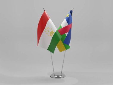 Orta Afrika Cumhuriyeti - Tacikistan İşbirliği Bayrakları, Beyaz Arkaplan - 3D Render