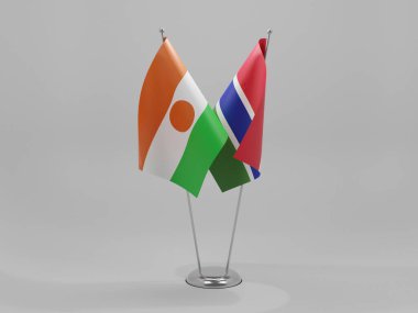 Gambiya - Nijer İşbirliği Bayrakları, Beyaz Arkaplan - 3D Render