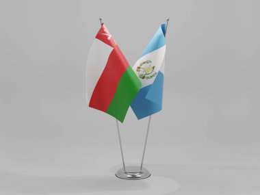 Guatemala - Umman İşbirliği Bayrakları, Beyaz Arkaplan - 3D Render