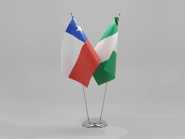 Nijerya - Şili İşbirliği Bayrakları, Beyaz Arkaplan - 3D Render