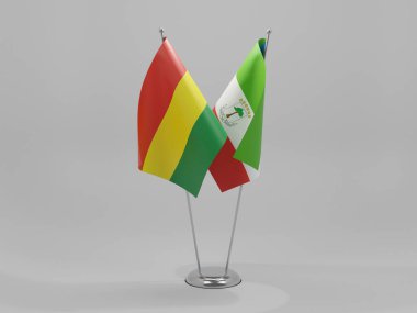 Ekvator Ginesi - Bolivya İşbirliği Bayrakları, Beyaz Arkaplan - 3D Render