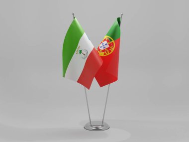 Portekiz - Ekvator Ginesi İşbirliği Bayrakları, Beyaz Arkaplan - 3D Yapılandırma