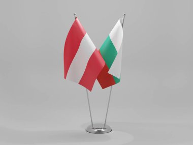 Bulgaristan - Avusturya İşbirliği Bayrakları, Beyaz Arkaplan - 3D Hazırlama