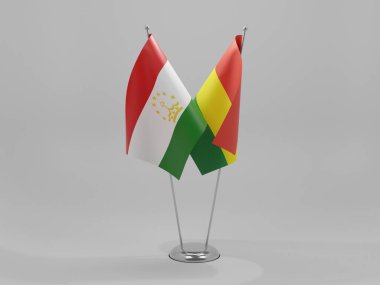 Bolivya - Tacikistan İşbirliği Bayrakları, Beyaz Arkaplan - 3D Render