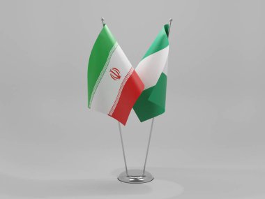 Nijerya - İran İşbirliği Bayrakları, Beyaz Arkaplan - 3D Render