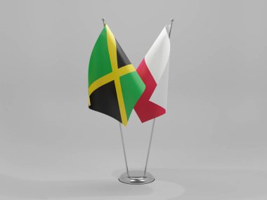 Polonya - Jamaika İşbirliği Bayrakları, Beyaz Arkaplan - 3D Yapılandırma