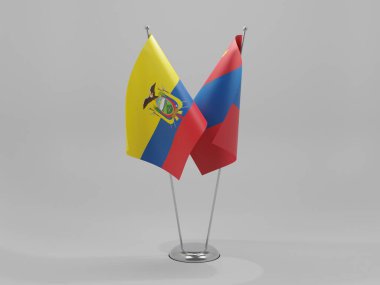 Moğolistan - Ekvador İşbirliği Bayrakları, Beyaz Arkaplan - 3B Yapılandırma