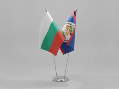 Belize - Bulgaristan İşbirliği Bayrakları, Beyaz Arkaplan - 3B Hazırlama